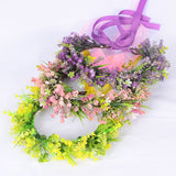 Flower garland headpiece simulation full sky star small floral ribbon lavender hair accessory studio Hanfu headband - V.I.P Digital Presence