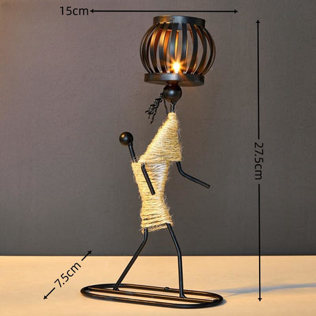 Wrought Iron Candle Holder Decorative Piece - European Style Restaurant Dining Table Ambiance Light Candlestick Home Metal Artware - V.I.P Digital Presence