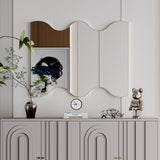 Wall Mirror 30x35 Inch Black Rectangular Mirror with 2 Wavy Sides Metal Framed Mirror Vanity Mirror Dressing Mirror