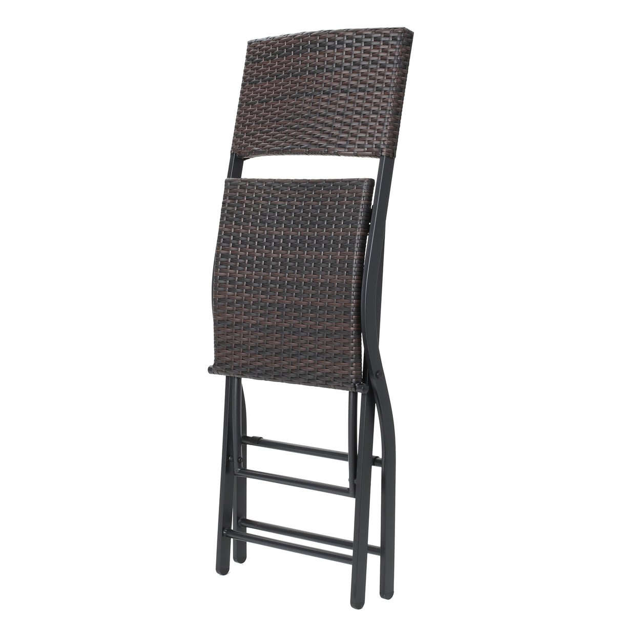 Outdoor Wicker Barstools Faux Rattan Patio Bar Stool Foldable Chair, 2-Pcs Set, Multibrown - V.I.P Digital Presence