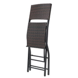Outdoor Wicker Barstools Faux Rattan Patio Bar Stool Foldable Chair, 2-Pcs Set, Multibrown - V.I.P Digital Presence