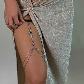Lolita lace sexy leg ring body chain spicy girl beach fringe rhinestone thigh chain - V.I.P Digital Presence