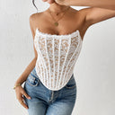 Lace sexy white strapless vest slim fit chest wrapped top - V.I.P Digital Presence