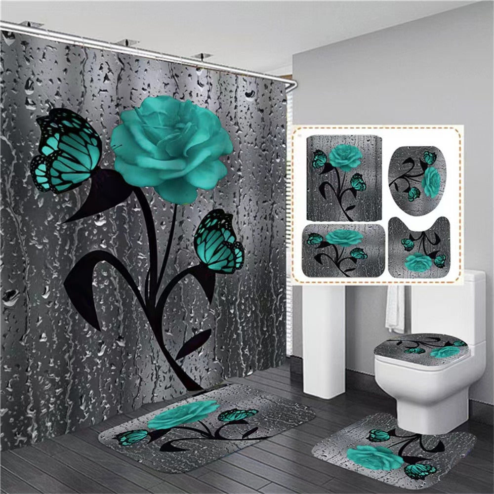 Hot HD Digital Printing Polyester Waterproof Polyester Flower Bathroom Hotel Shower Curtain - V.I.P Digital Presence