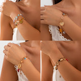 Fashionable and versatile peach heart turquoise bracelet, irregular alloy multi-element shell bracelet - V.I.P Digital Presence