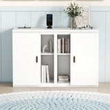 Queen Size Murphy Bed with Shelves, Cabinets and USB Ports,White