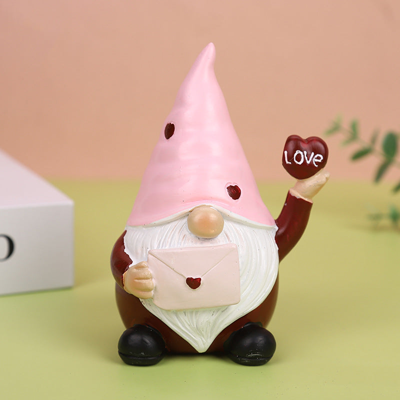Valentine's Day Dwarf Doll Resin Gift Ornament Desktop Decoration Pink Hat Dwarf - V.I.P Digital Presence