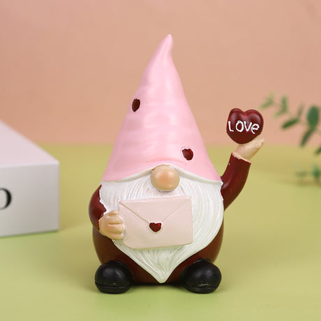 Valentine's Day Dwarf Doll Resin Gift Ornament Desktop Decoration Pink Hat Dwarf - V.I.P Digital Presence