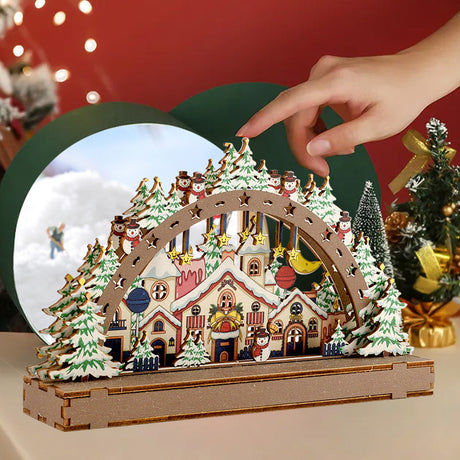 Christmas Wooden Decorations Christmas Village Shopping Mall Window Display Creative Handmade DIY Christmas Gifts - V.I.P Digital Presence