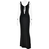 Style Strap Long Dress Women's Sexy Backless Hollow Pleated Dress - V.I.P Digital Presence