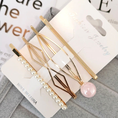 4PCS Korea Fashion Metal Hairpins Imitiation Pearl Colorful Beads Hair Clips for Women Irregular Geometric Hair Accessories - V.I.P Digital Presence