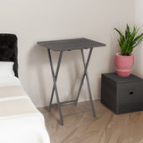 Folding office desk TV tray table set of 4 TV trays with storage rack wooden folding TV tray foldable snack table, rural gray - V.I.P Digital Presence