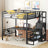 Full Size Metal Loft Bed with Desk, Storage Staircase and Small Wardrobe, Storage stairs can be installed left and right,Black - V.I.P Digital Presence