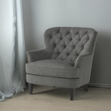 Modern grey fabric club chair and Ottoman set, stylish cushioned armchair, paired with Ottoman style - V.I.P Digital Presence