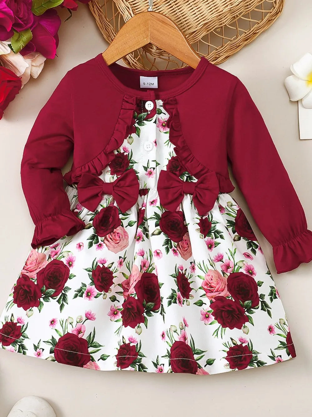 Frill Floral Round Neck Flounce Sleeve Dress - V.I.P Digital Presence