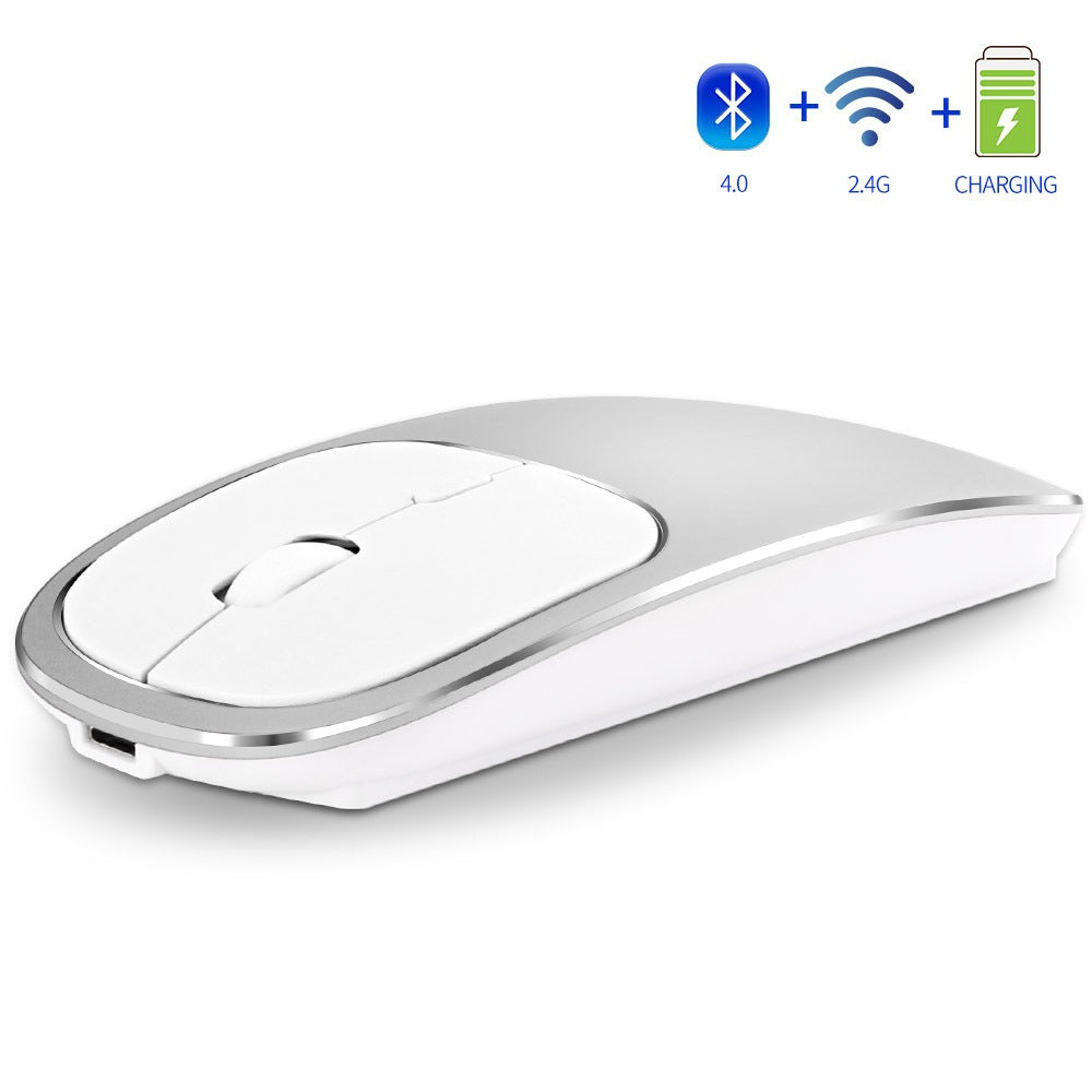 Aluminum alloy dual-mode wireless Bluetooth mouse rechargeable silent ...