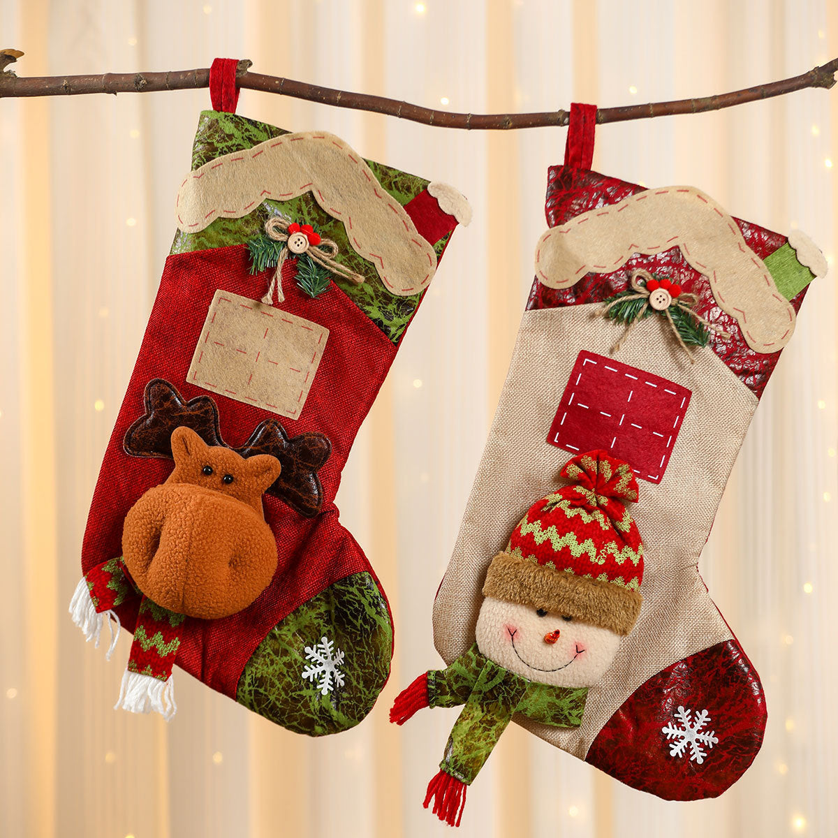 3D Linen Splicing Cartoon Christmas Socks Christmas Decorations Gift Pendants - V.I.P Digital Presence
