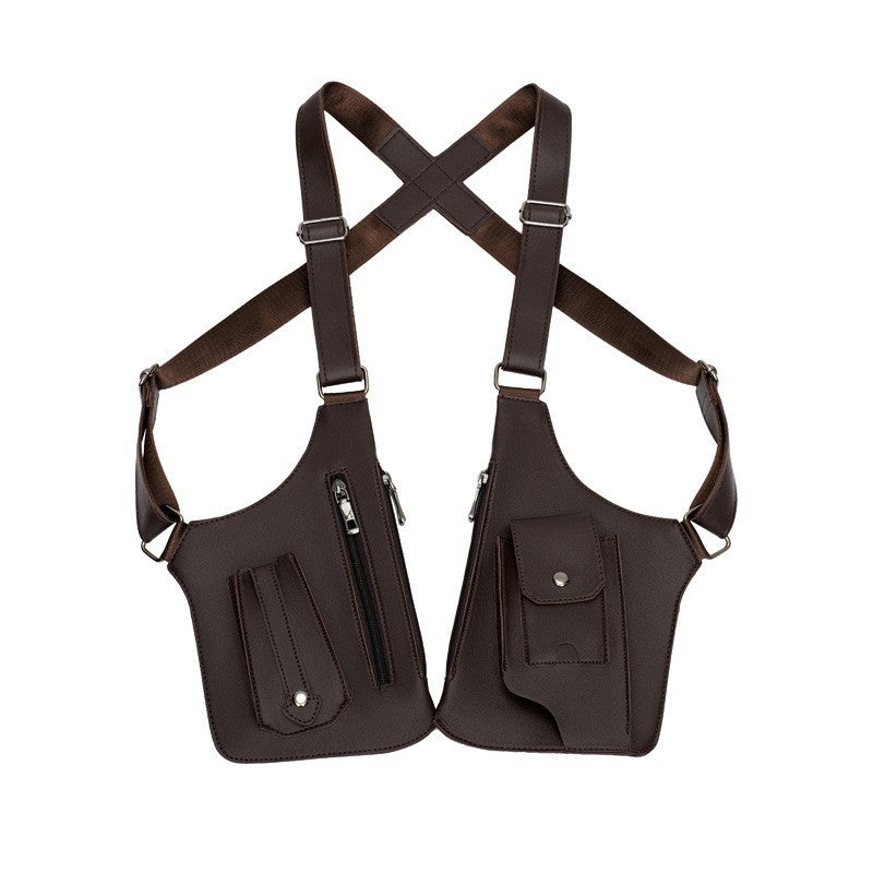 A medieval - style leather harness bag that is an anti - theft wallet, phone pouch, and suitable for men's Viking  cosplay. - V.I.P Digital Presence