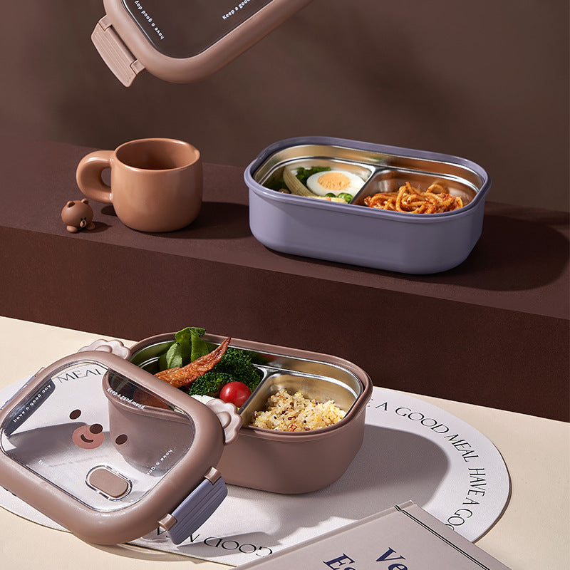 Creative cute bear stainless steel compartment insulation lunch box lunch box - V.I.P Digital Presence