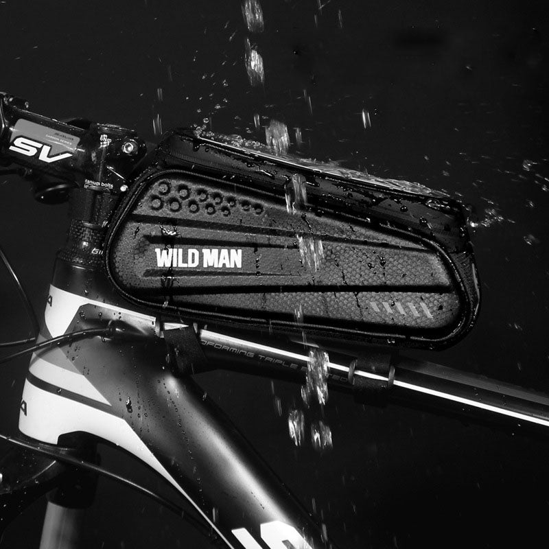 WILD MAN Hard shell bicycle bag front beam bag mountain bike phone touch screen upper tube bag saddle bag riding equipment - V.I.P Digital Presence