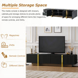 Luxury Fluted TV Stand for TVs Up to 80'', Modern Entertainment Center with Storage Cabinets & Drawers Black - V.I.P Digital Presence