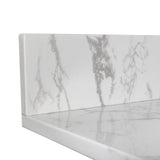 Montary 43x22 bathroom stone vanity top engineered stone carrara white marble color with rectangle undermount ceramic sink and 3 faucet hole with back splash