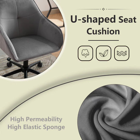 Velvet Office Desk Chair, Modern Home Desk Chair with Wheels , Vanity Chairs for Living Room, Bedroom,Study Room - V.I.P Digital Presence