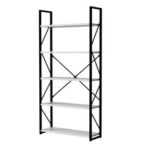5-Tier Bookshelf, Freestanding White Book Shelf Modern Minimalist Open Display Storage Book Shelves Standing Shelving Unit White - V.I.P Digital Presence