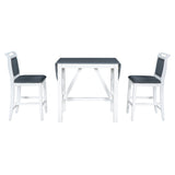TOPMAX 3-Piece Wood Counter Height Drop Leaf Dining Table Set with 2 Upholstered Dining Chairs for Small Place White+Gray