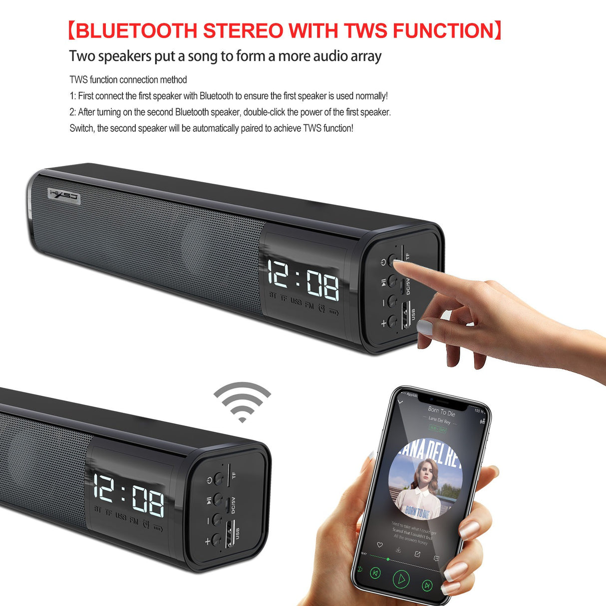 Q2 Bluetooth 5.0 Bluetooth speaker with 10W power and built-in 2200mAh battery long strip speaker - V.I.P Digital Presence