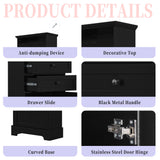 Black high storage cabinet with 3 drawers and adjustable shelves, MDF board painted - V.I.P Digital Presence