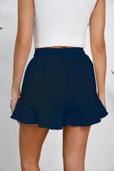 Women's cotton and linen shorts with ruffled edges and drawstring casual pants for women - V.I.P Digital Presence