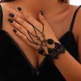 Halloween Finger Mesh Tassel Bracelet Punk Alloy Rose Lace Floral Handmade for Women - V.I.P Digital Presence