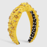 Retro Wide Edge Knot Bead Water Diamond Plush Fabric Thickened Letter Hair Hoop - V.I.P Digital Presence