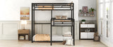 L-shaped Metal Triple Twin Size Bunk Bed, Black - V.I.P Digital Presence