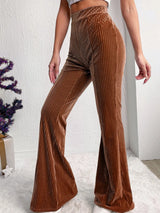 Ribbed High Waist Bootcut Pants - V.I.P Digital Presence