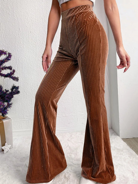 Ribbed High Waist Bootcut Pants - V.I.P Digital Presence