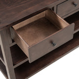 Retro Design Console Table with Two Open Shelves, Pine Solid Wood Frame and Legs for Living Room (Espresso) - V.I.P Digital Presence