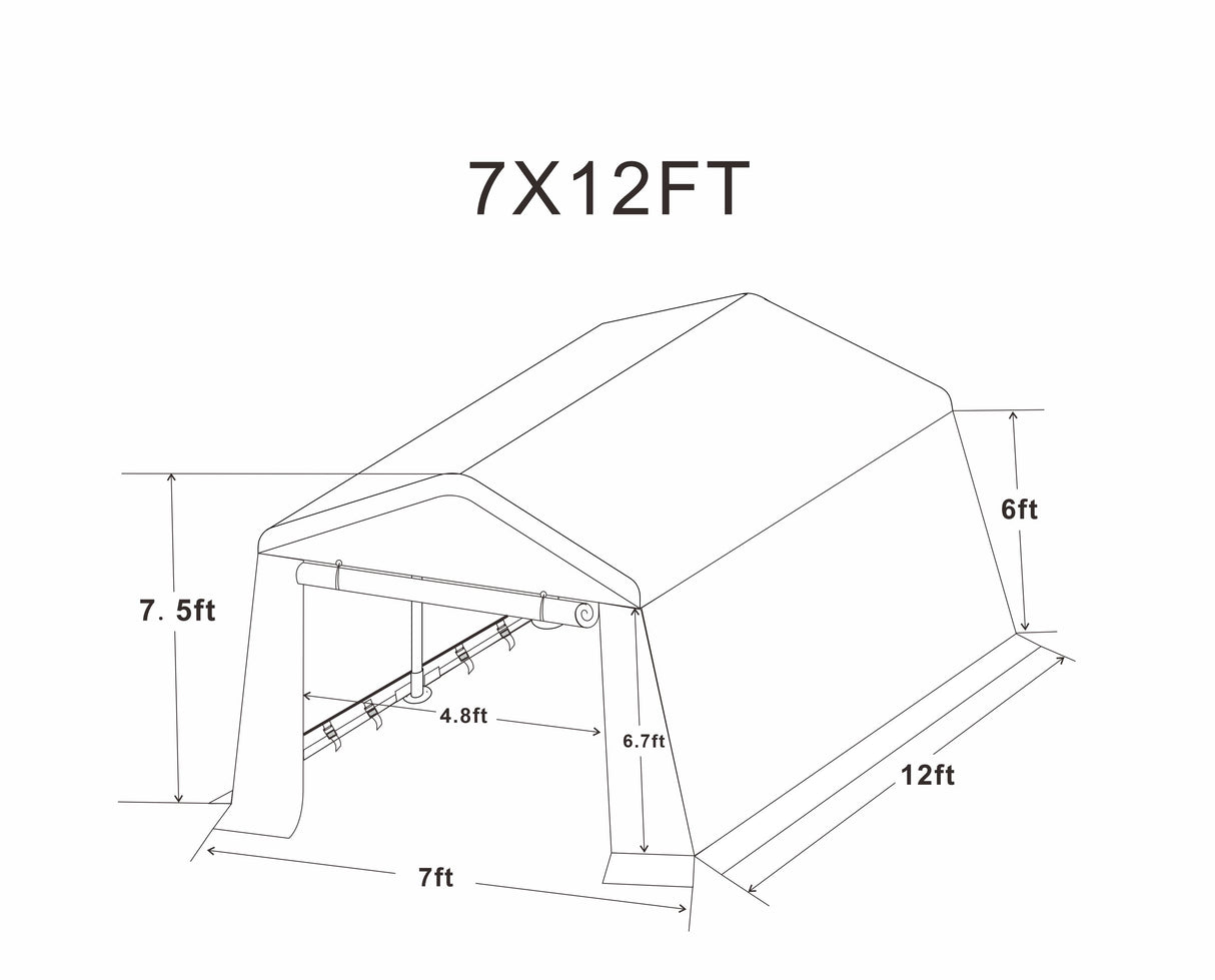 7x12ft Outdoor Portable Gazebo Storage Shelter Shed with 2 Roll up Zipper Doors & Vents Carport - V.I.P Digital Presence