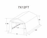 7x12ft Outdoor Portable Gazebo Storage Shelter Shed with 2 Roll up Zipper Doors & Vents Carport - V.I.P Digital Presence