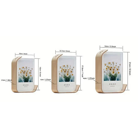 Double sided acrylic photo frame creative photo frame leaf carving table solid wood desktop decoration photo frame - V.I.P Digital Presence