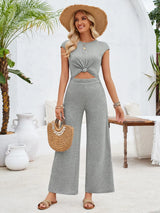Twisted Round Neck Cap Sleeve Jumpsuit - V.I.P Digital Presence