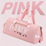 New fitness bag, shoe compartment, dry wet separation bag, sports travel bag, shiny pink letter single shoulder crossbody bag - V.I.P Digital Presence
