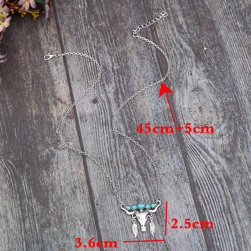 Artificial Turquoise Cow Shape Necklace - V.I.P Digital Presence