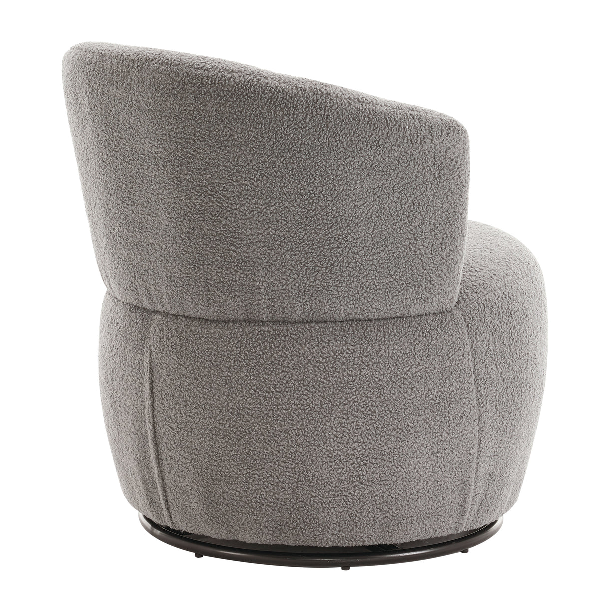 Grey Plush Swivel Accent Chair - Contemporary Round Armchair with 360° Rotation and Metal Base for Living Room Elegance - V.I.P Digital Presence
