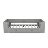 Twin Size Daybed with Shelves, Drawers and Built-In Charging Station, Gray