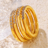 Zircon fine ring stackable accessory niche and simple titanium steel PVD plated ring for women - V.I.P Digital Presence