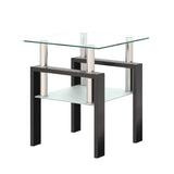 1-Piece Modern Tempered Glass Tea Table Coffee Table End Table, Square Table for Living Room, Transparent/Black - V.I.P Digital Presence