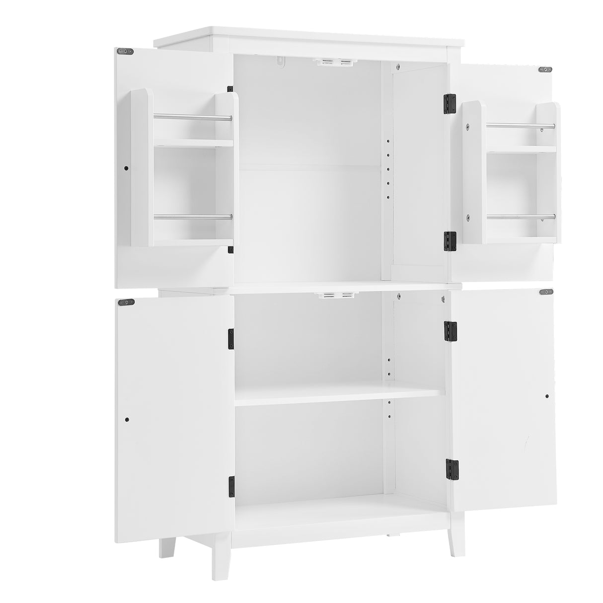 Bathroom floor storage cabinet, bathroom storage unit, 4-door independent cabinet, adjustable shelf, adaptive shelf, white - V.I.P Digital Presence