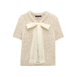 Fashionable transparent stiff yarn bow decoration knitted jacket - V.I.P Digital Presence